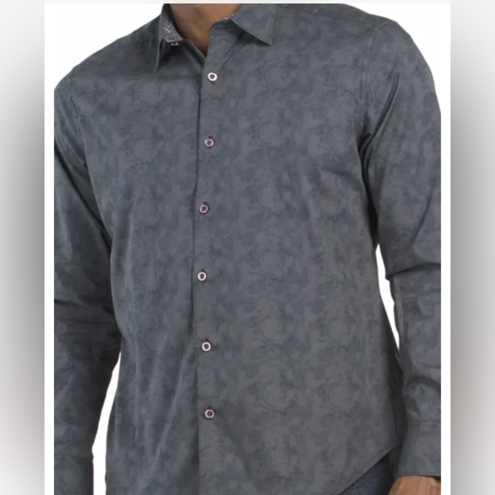 Robert Graham Mens Black Print Sutton Flip Cuff Button Down Shirt have S &M